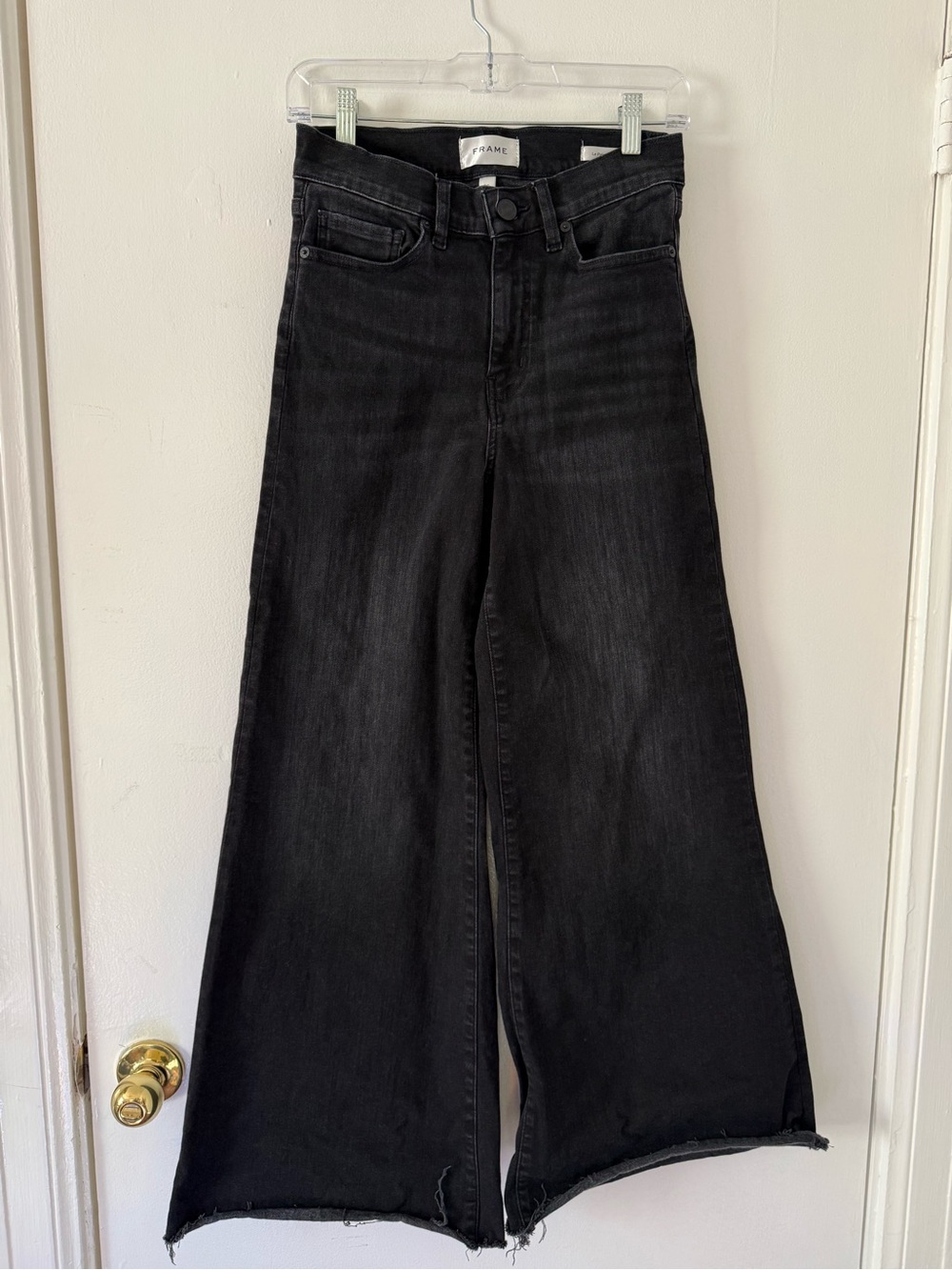 FRAME Le Palazzo Crop high-rise wide-leg jeans. Raw hem, size 26 - Picture 3 of 6